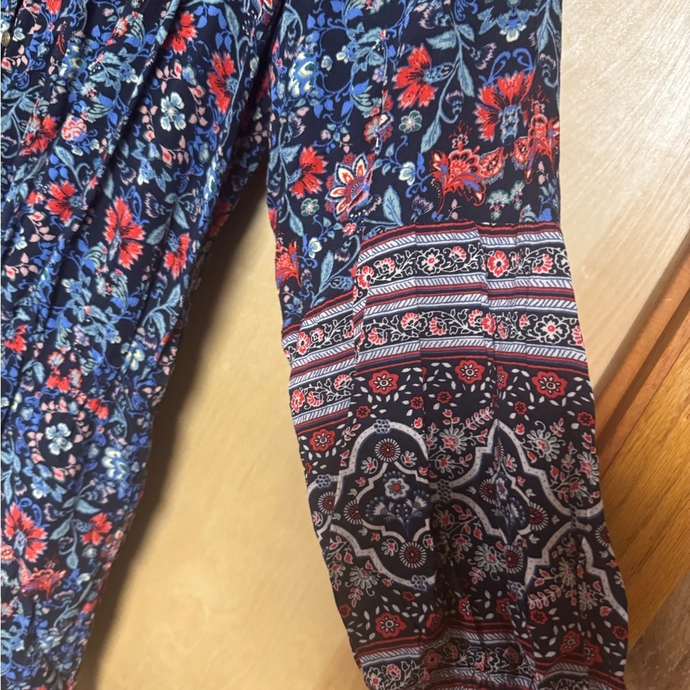 American Eagle Outfitters Blue and red flowered Ruffled Tiered romper - Picture 3 of 5